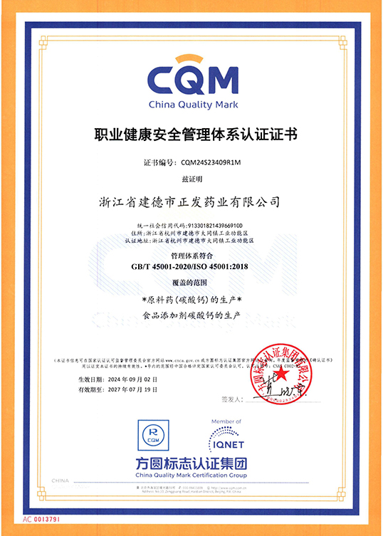 Occupational Health and Safety Management System Certification